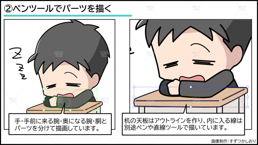 記事内画像05-イラレでアニメ塗り風にイラストを描く！すずつかしおりのおブログ